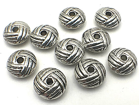 20 Large Weave Tibetan Silver Rondelle Bead Spacers - 10mm x 4mm