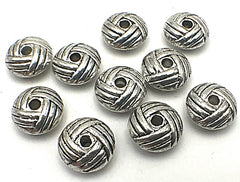 20 Large Weave Tibetan Silver Rondelle Bead Spacers - 10mm x 4mm