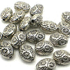 25 Small Sunflower Tibetan Silver Oval Bead Spacers - 18mm x 4mm