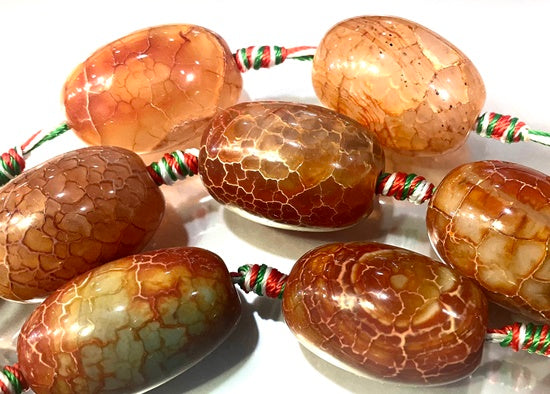 5 Large Breathtaking Crackle Agate Barrel Beads - 29mm