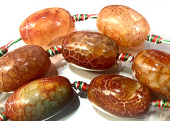 5 Large Breathtaking Crackle Agate Barrel Beads - 29mm