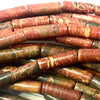 28 Sepia-Brown Picasso Jasper Tube Beads