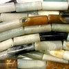 29 Sleek Honeydew-Green Flower Amazonite Tube Beads