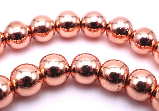 80 Dramatic 6mm Rose-Gold Hematite Beads