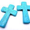 2 Large 45mm Blue Howlite Cross Pendants