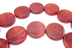 8 Huge 25mm Shiny Carnelian Coin Disc Beads
