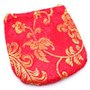 Beautiful Red & Gold Draw String Silk Embroidered Jewellery Pouch
