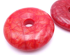 Huge Polished Red Jade Donut Bead - 55mm x 12mm