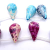 8 Beautiful Aqua-Blue or Mauve Rain Flower Viewing Stone Teardrops