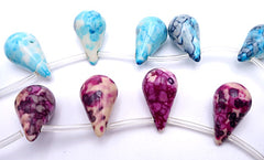8 Beautiful Aqua-Blue or Mauve Rain Flower Viewing Stone Teardrops