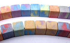 62 Pastel Blue & Orange Anion Oxide Cube Beads - Unusual
