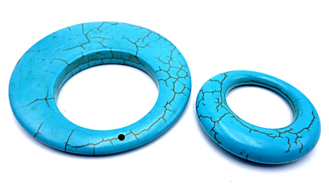 Huge Blue Howlite Ellipse Donut Bead - 54mm or 34mm