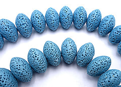 21 Huge 16mm Azure-Blue Lava Rondelle Beads