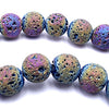 Beautiful Matte AB 6mm Peacock Electro-Plated Lava Beads