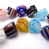 26 Large 14mm Eye-catching Colourful Millefiori Rhombus Cube Beads - Chunky!