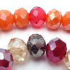 90 Venetian Red & Orange Faceted Electroplate Glass Rondelle Beads