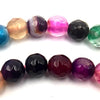 Gleaming Faceted Banded Rainbow Agate Beads - 6mm