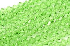92 Faceted Bicone  peridot Green 4mm Glass Beads