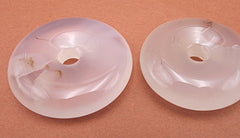 2 Large 30mm Ivory-White Agate Donut Bead