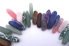 90 Large Frosted Matte Mixed-Semi Precious Icicle Fancy Drop Beads