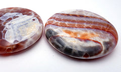 3 Large Breathtaking Crab Fire Agate Button Beads