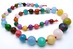 Majestic Graduated Rainbow Faceted Jade Beads - 8mm to 14mm