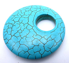 2 Magnificent Large Blue Howlite Donut Beads