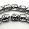 50 Sparking Electro-Plated Silver Lava Barrel Beads - Dramatic!