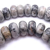 Enchanting Picasso Fossil-Grey Jasper Rondelle Beads - Large 10mm