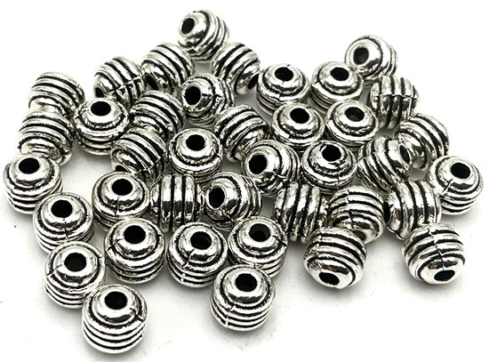 50 Striking Micro-Piston Shaped Tibetan Silver 5mm Bead Spacers