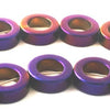 32 Dramatic AB Neon-Purple Hematite Frame Ring Beads - 12mm