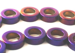 32 Dramatic AB Neon-Purple Hematite Frame Ring Beads - 12mm