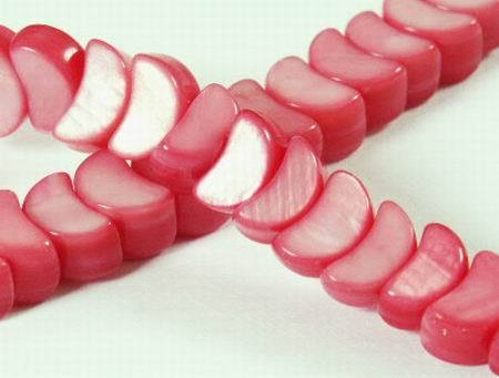 100 Unusual Pink Half Moon-shape Mother-of-Pearl Beads