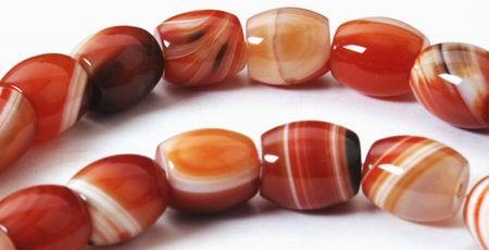 Jumbo Red Sardonyx Agate 16mm Barrel Beads - Heavy!