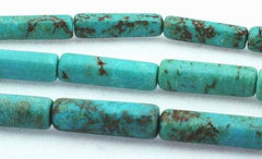 Slender Blue Turquoise Tube Beads - 13mm x 4mm