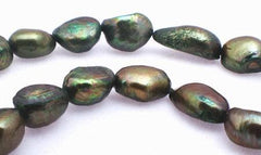Baroque Pearls - Golden Green with Hint Of Gold