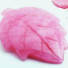 Two Summer Pink Carved Jade Leaf Beads - 45mm