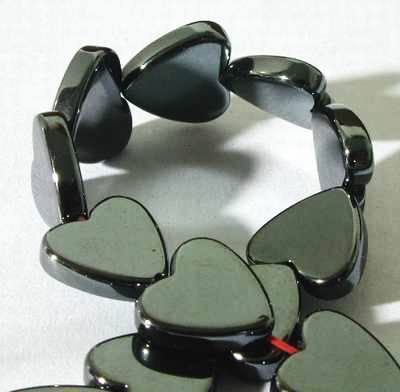 Shiny Hematite Heart Bead String - 6mm