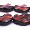 Unusual Deep Red Tiger Eye Wavy Oval Beads