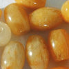 15 x 12mm Yellow and White Jade Barrel Beads