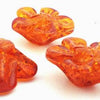 3 Beautiful Amber Flower Beads - Large