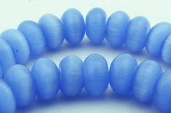78 Vibrant Cyan Blue Cat's Eye Rondelle Beads