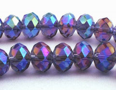 36 Violet Blue FAC Sparkling AB Crystal Rondelle Beads