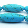 Long Blue Turquoise Barrel Beads - 30mm