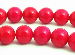 Rich Deep Pink 8mm Fossil Beads