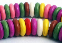 Summer Rainbow Turquoise Rondelle Disc Beads -  6mm or 10mm