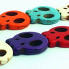 19 Unusual Summer Rainbow Turquoise Flat Skull Beads