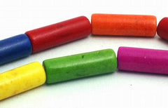 30 Summer Rainbow Turquoise Tube Beads - Colourful