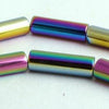 New Aurora Borealis Hematite Tube Beads - Unusual!