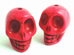 2 Large Carved Turquoise Haunting Pink Skull Beads